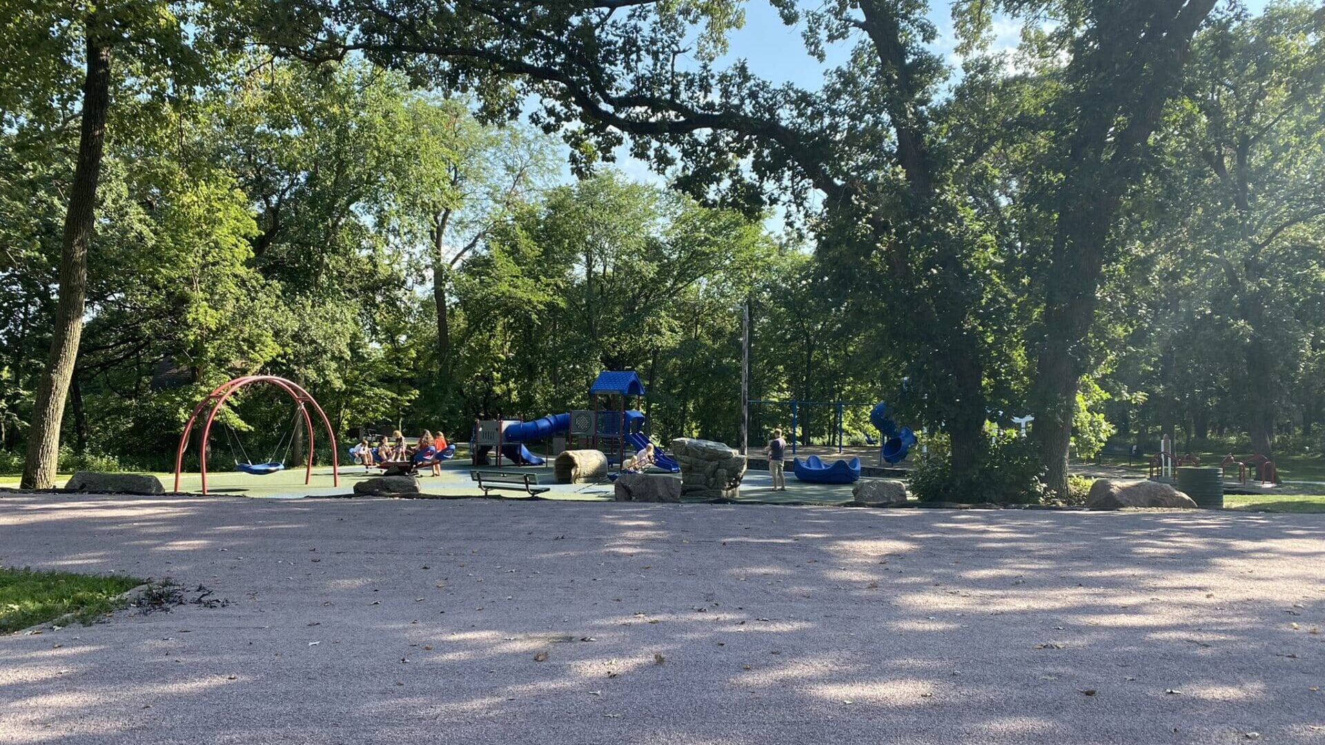 Families enjoy the playground at Ramsey Park in Redwood Falls. 